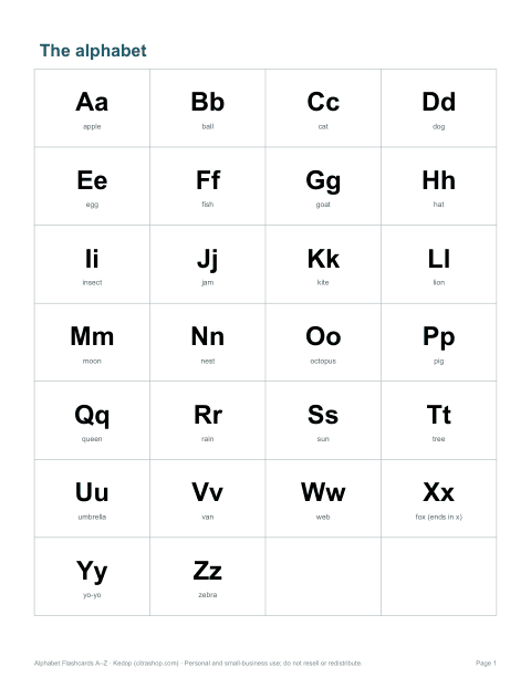 Preview of the first page of Alphabet wall chart