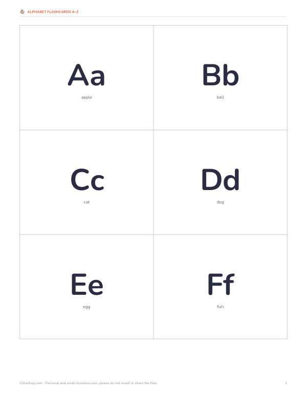 Preview of Printable A–Z Word Cards