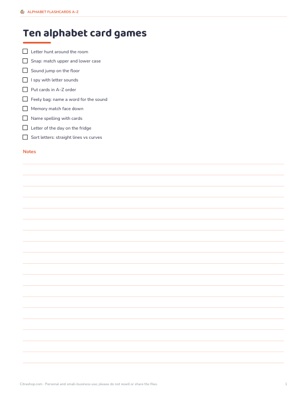 Preview of Printable Alphabet Flashcards Games Guide