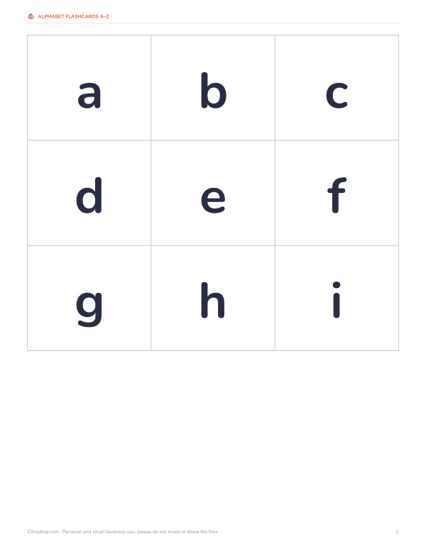 Preview of Printable Lowercase Alphabet Flashcards